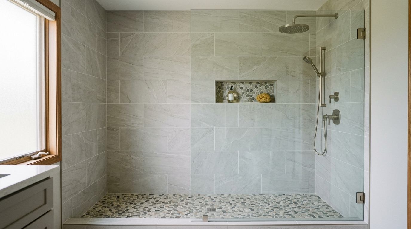 Walk-in shower — Finished