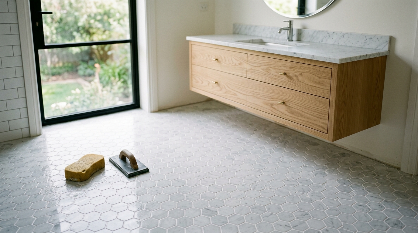 Marble hex — Bathroom floor