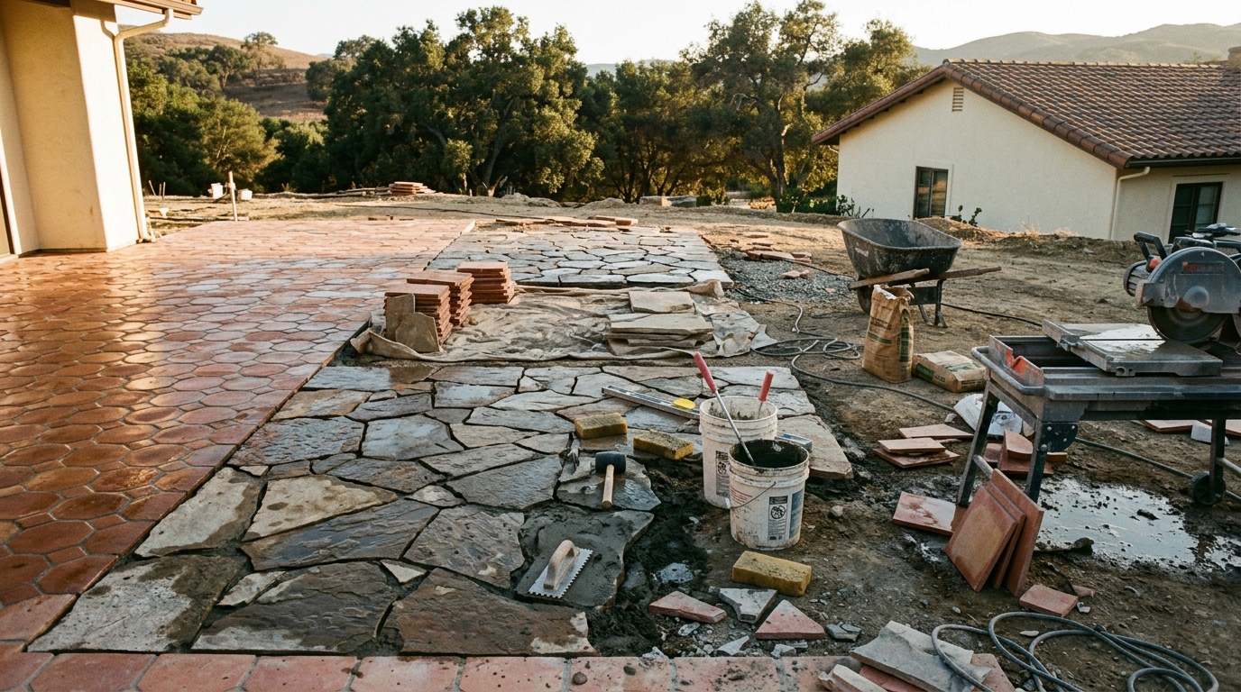 Flagstone patio — In progress
