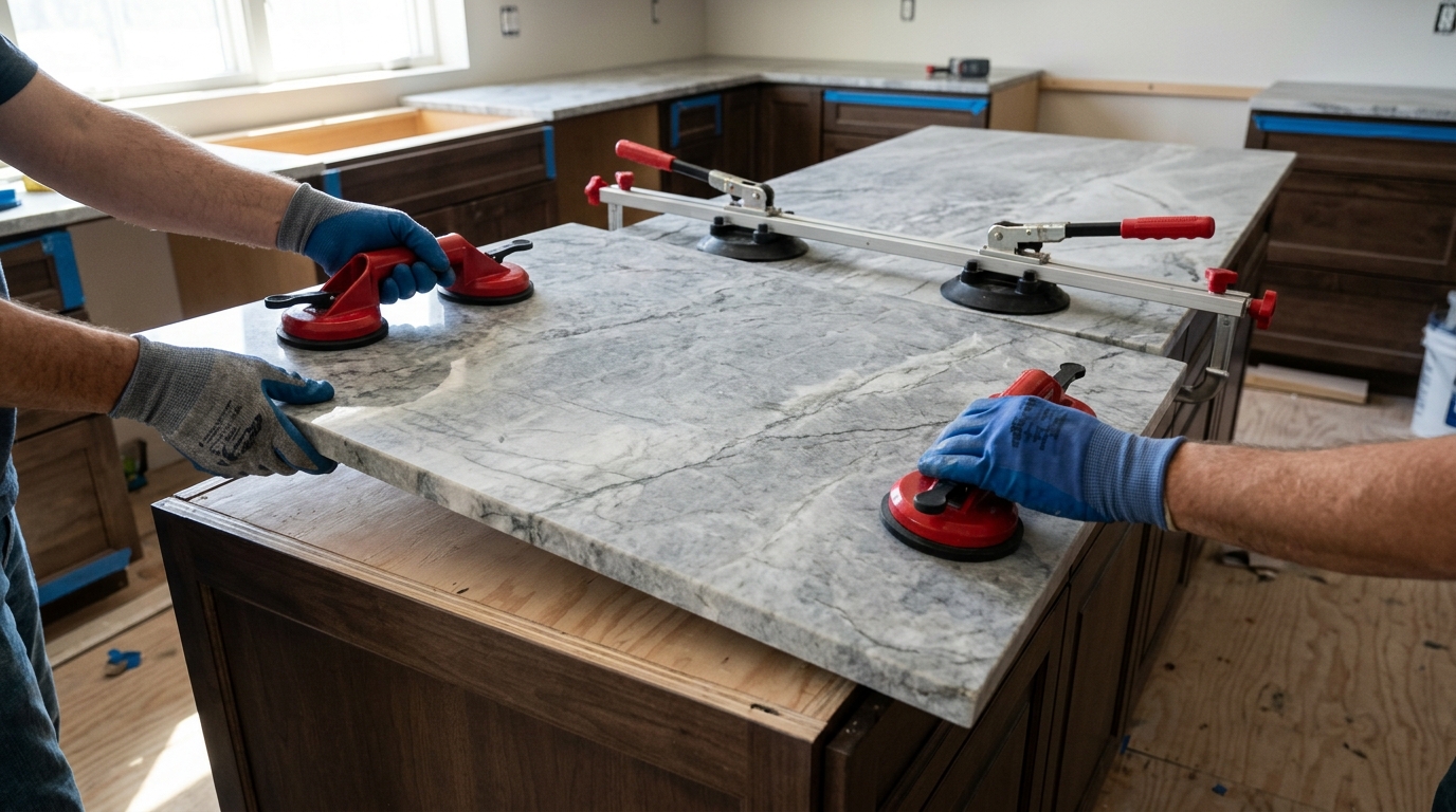 Quartzite counter — Install