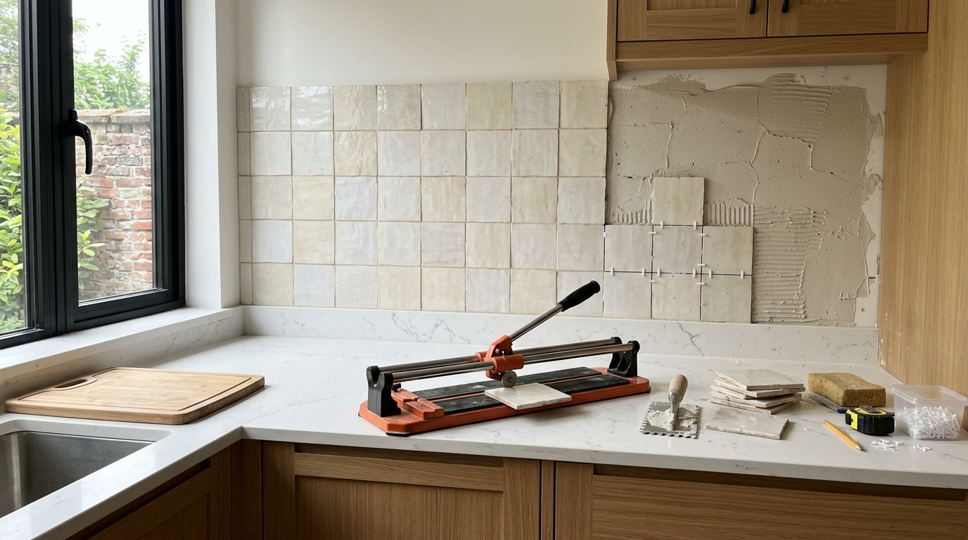 Zellige backsplash — going in
